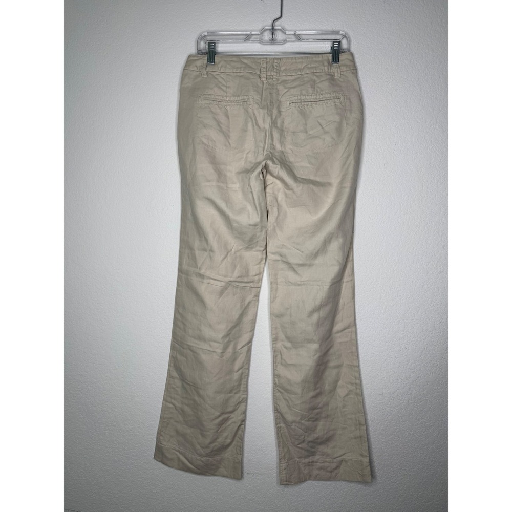 J.Crew City Fit Linen Cotton Blend Straight Leg Pants Beige Tan‎ Womens 4 Y2K - Picture 2 of 4